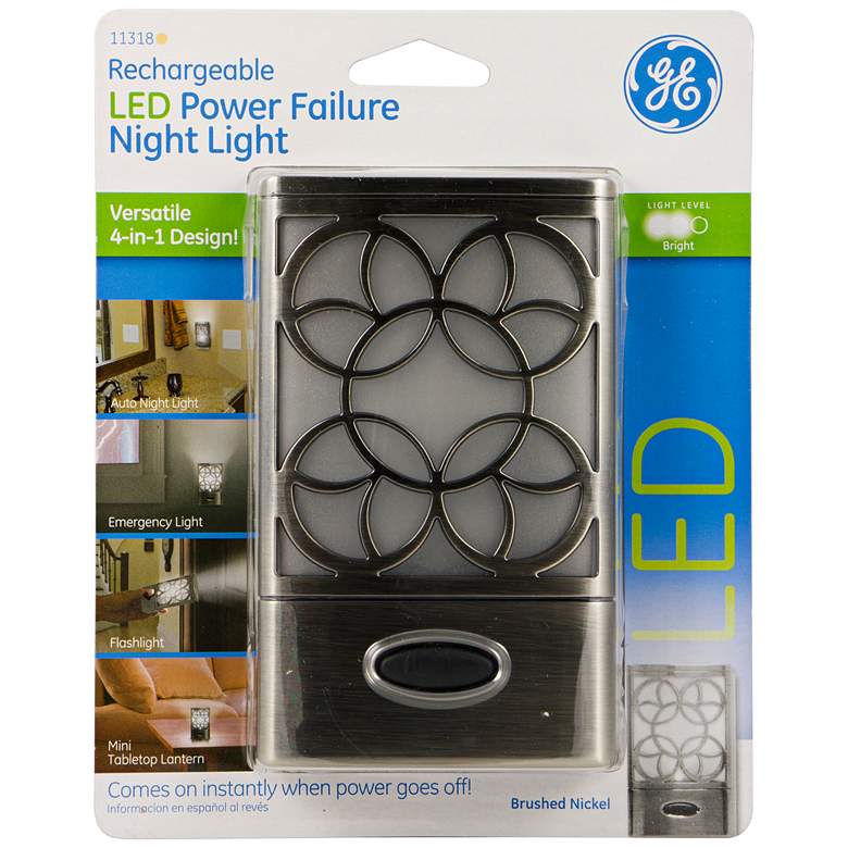 Image 1 GE Brushed Nickel LED Power Failure Night Light