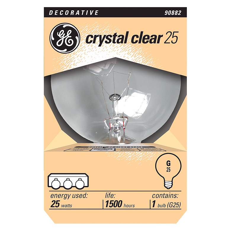 Image 1 GE Crystal Clear 25 Watt Globe Bulb