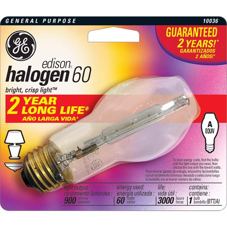 Image 1 GE Edison Base 60 Watt Long Life Bulb