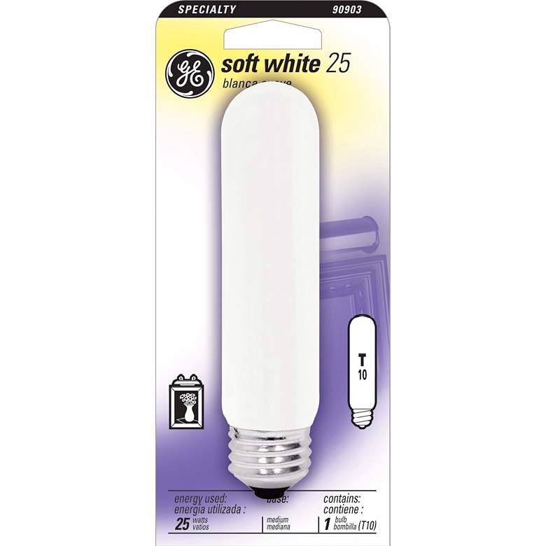 Image 1 GE Soft White 25 Watt T10 Frost Tubular Light Bulb