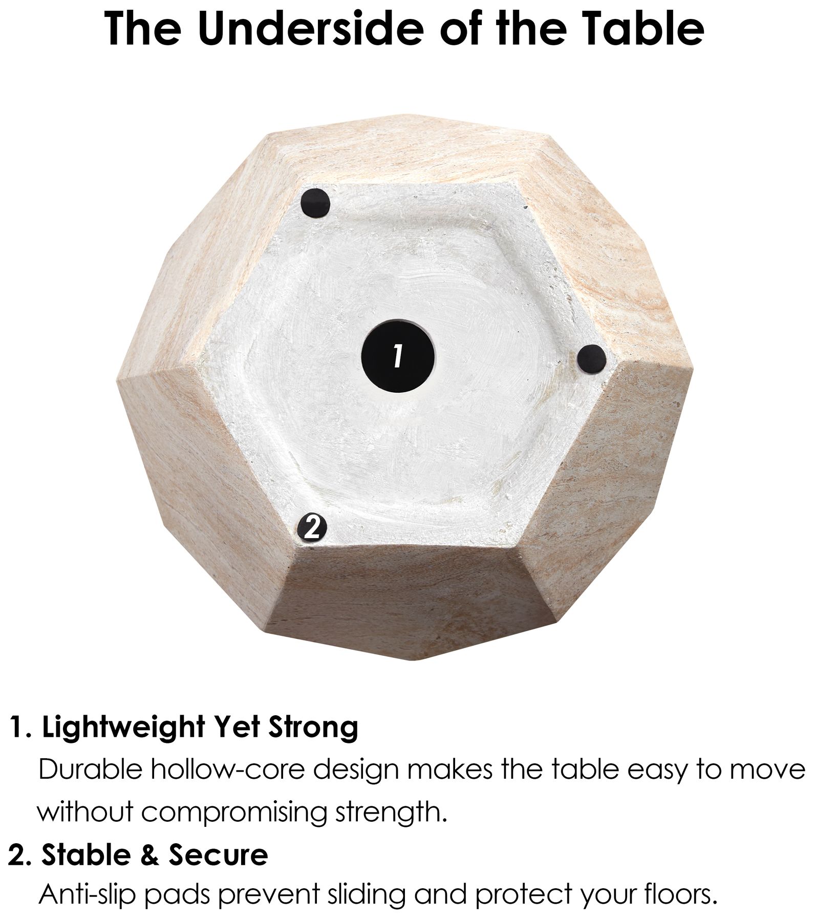 Geaometric Travertine Stone Finish Italian Design MgO Side Accent Table