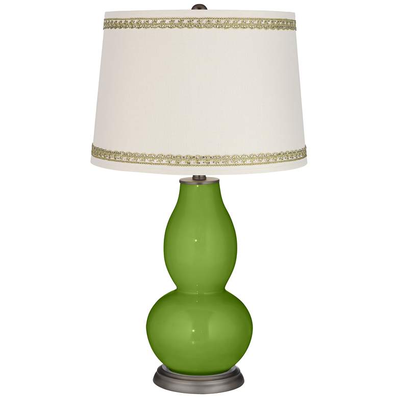 Image 1 Gecko Double Gourd Table Lamp with Rhinestone Lace Trim