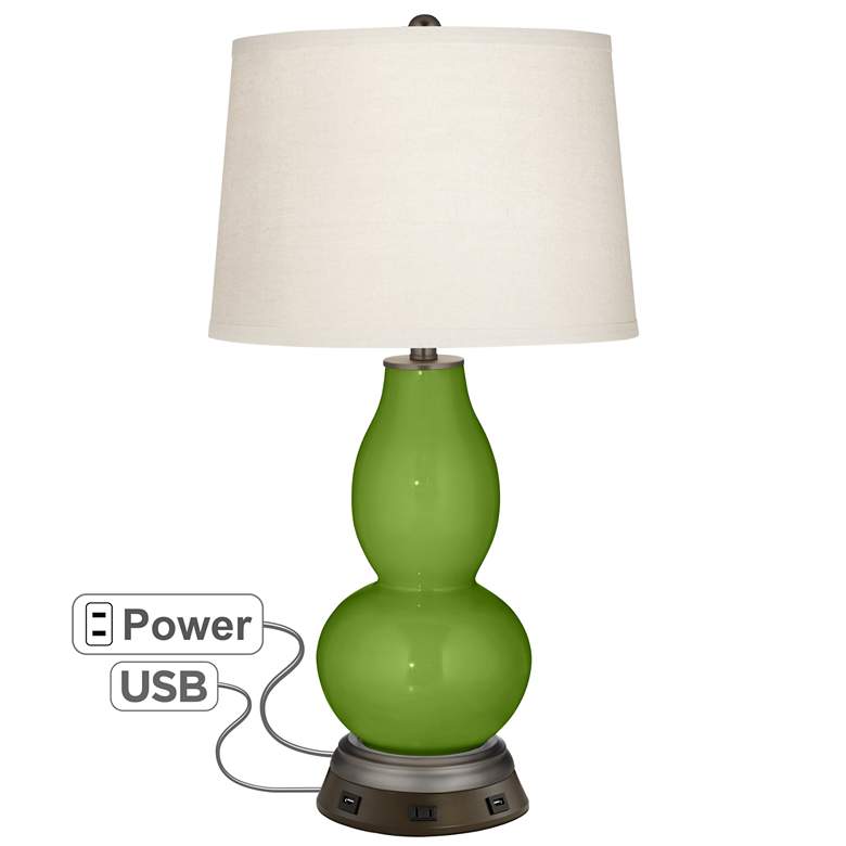 Image 1 Gecko Double Gourd Table Lamp with USB Workstation Base