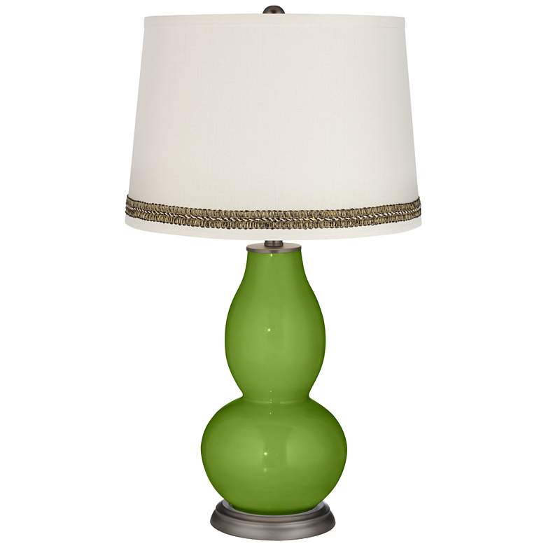 Image 1 Gecko Double Gourd Table Lamp with Wave Braid Trim