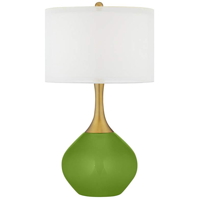 Image 1 Gecko Green Nickki Brass Modern Table Lamp