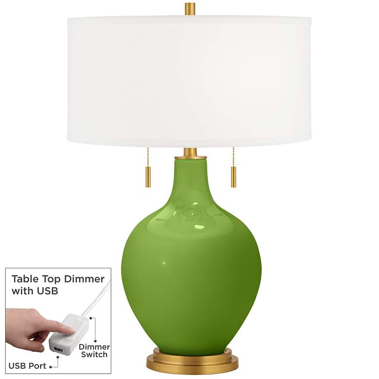 Image 1 Gecko Toby Brass Accents Table Lamp with Dimmer