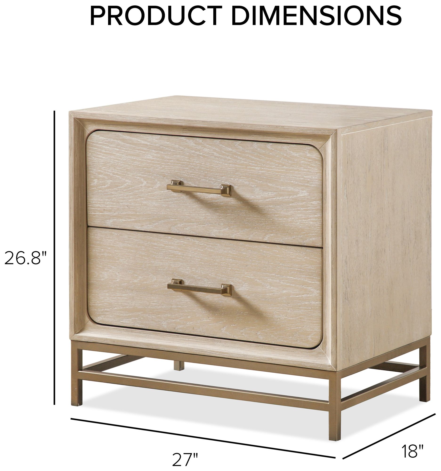 Gela Oak 2 Drawer Wood Nightstand