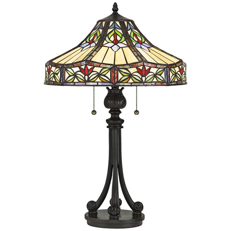 Image 1 Geller Tiffany-Style Art Glass Table Lamp by Quoizel