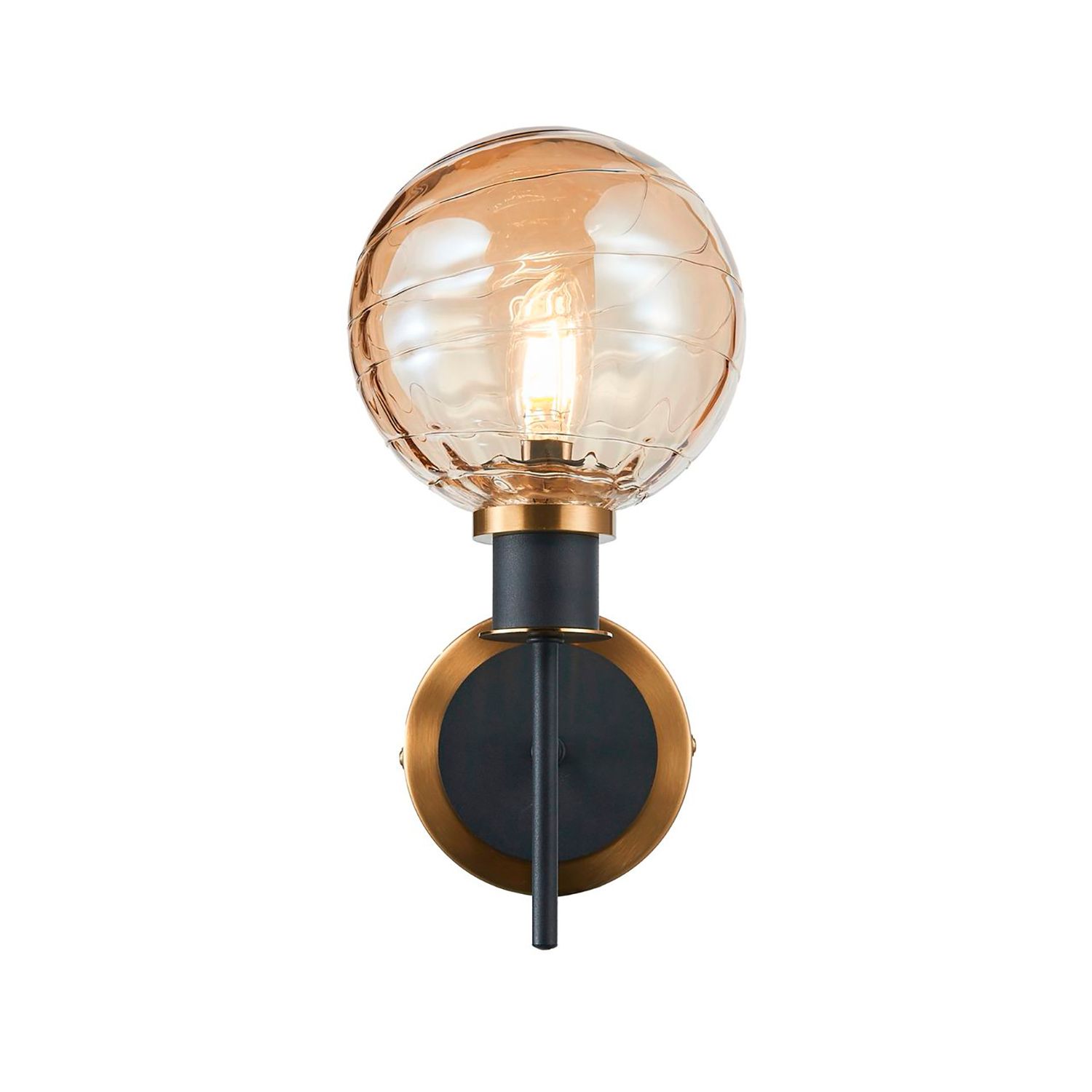 Image 3 Gem 12" High Black Wall Sconce With Amber Glass Shade more views