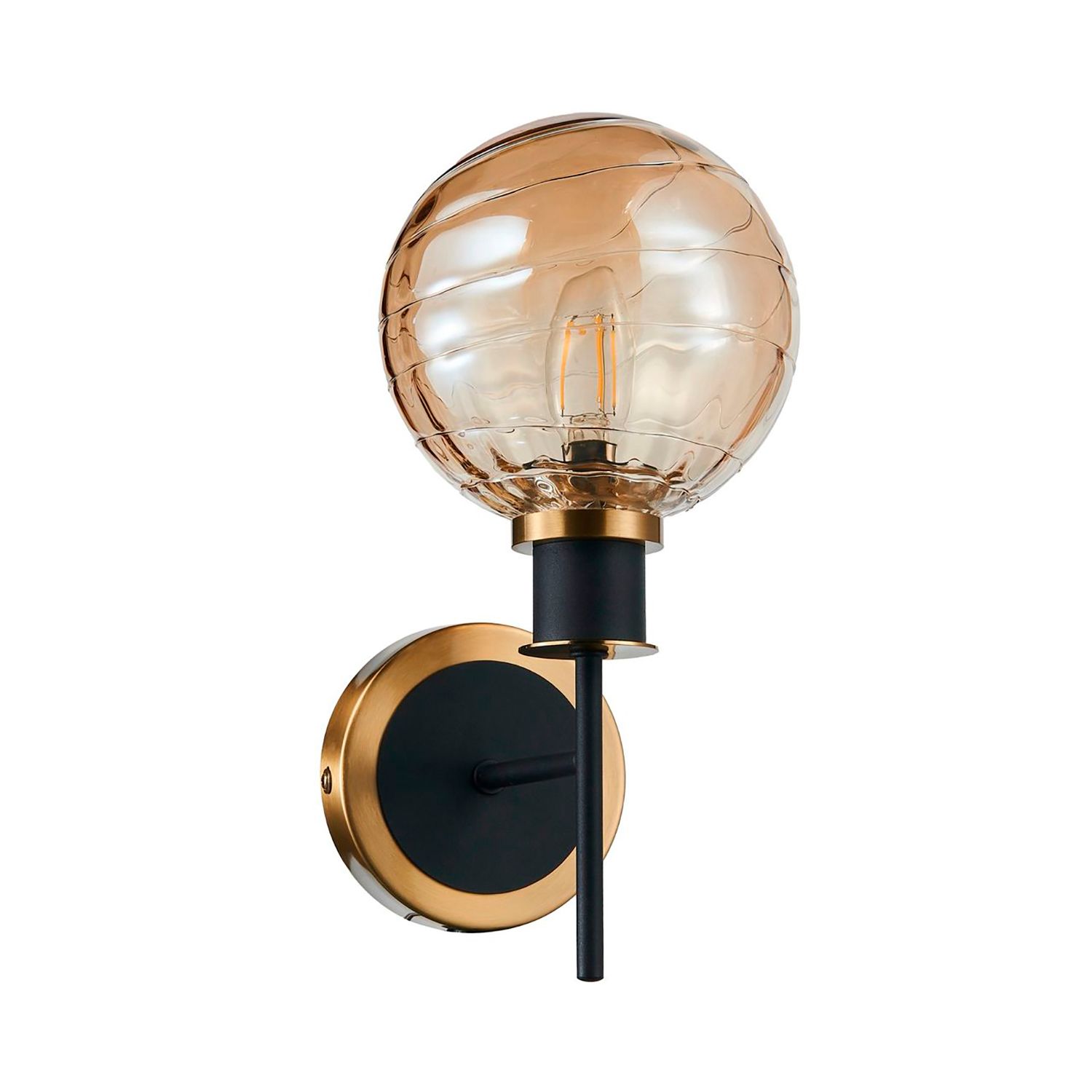 Image 4 Gem 12" High Black Wall Sconce With Amber Glass Shade more views