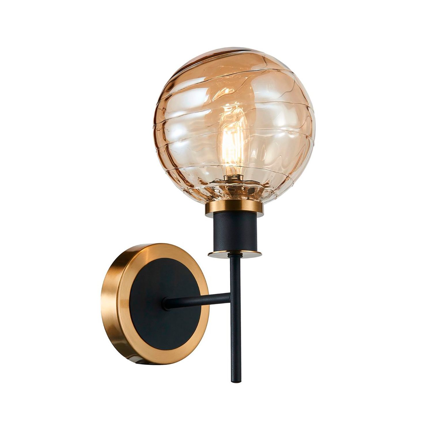 Image 5 Gem 12" High Black Wall Sconce With Amber Glass Shade more views