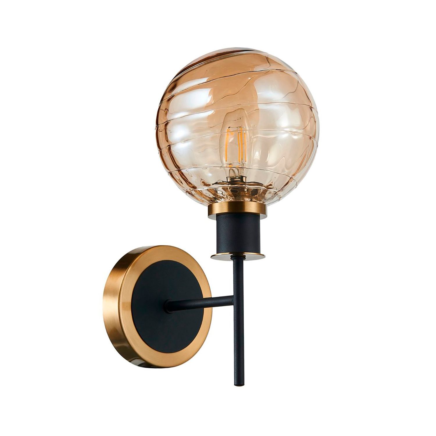Image 6 Gem 12" High Black Wall Sconce With Amber Glass Shade more views