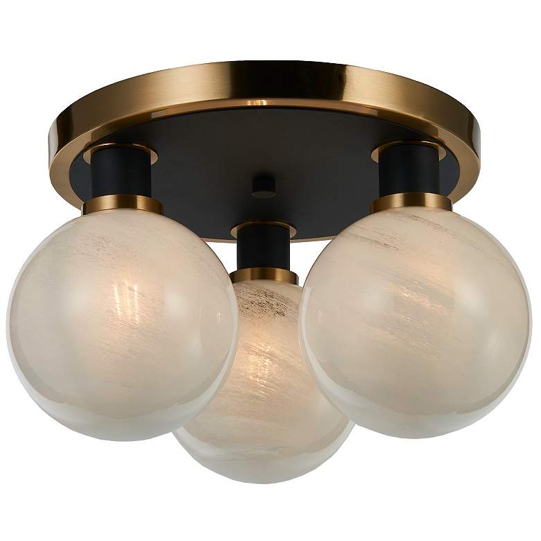Image 1 Gem 14.5" Wide 3-Light Black Semi-Flush Mount With Clear Glass Shade