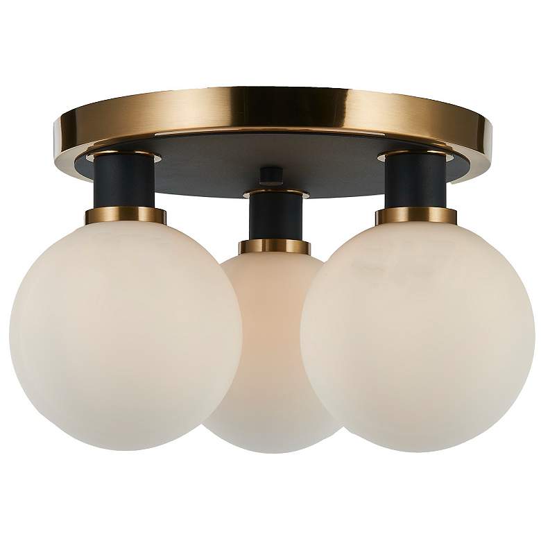 Image 1 Gem 14.5" Wide 3-Light Black Semi-Flush Mount With Clear Glass Shade