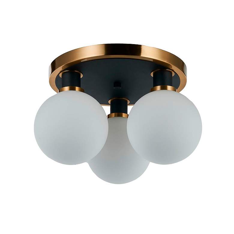 Image 3 Gem 14.5" Wide 3-Light Black Semi-Flush Mount With Clear Glass Shade more views