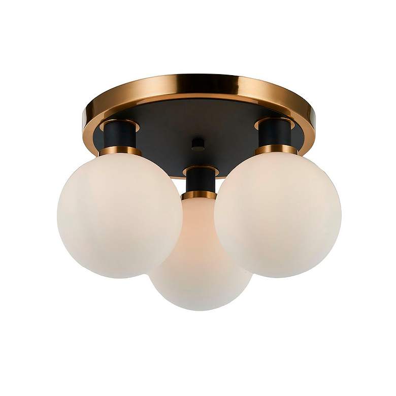 Image 5 Gem 14.5" Wide 3-Light Black Semi-Flush Mount With Clear Glass Shade more views