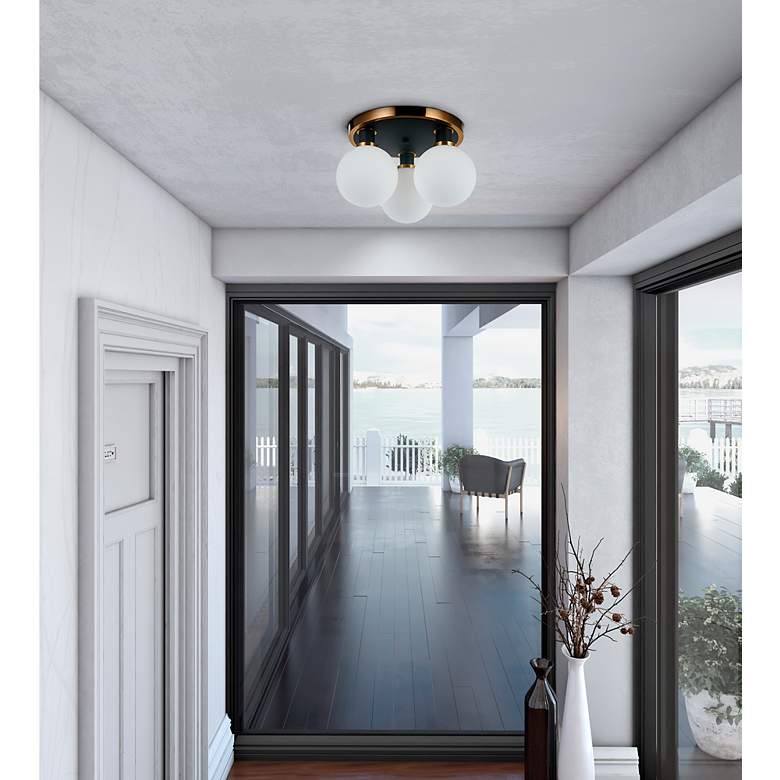 Image 6 Gem 14.5" Wide 3-Light Black Semi-Flush Mount With Clear Glass Shade more views