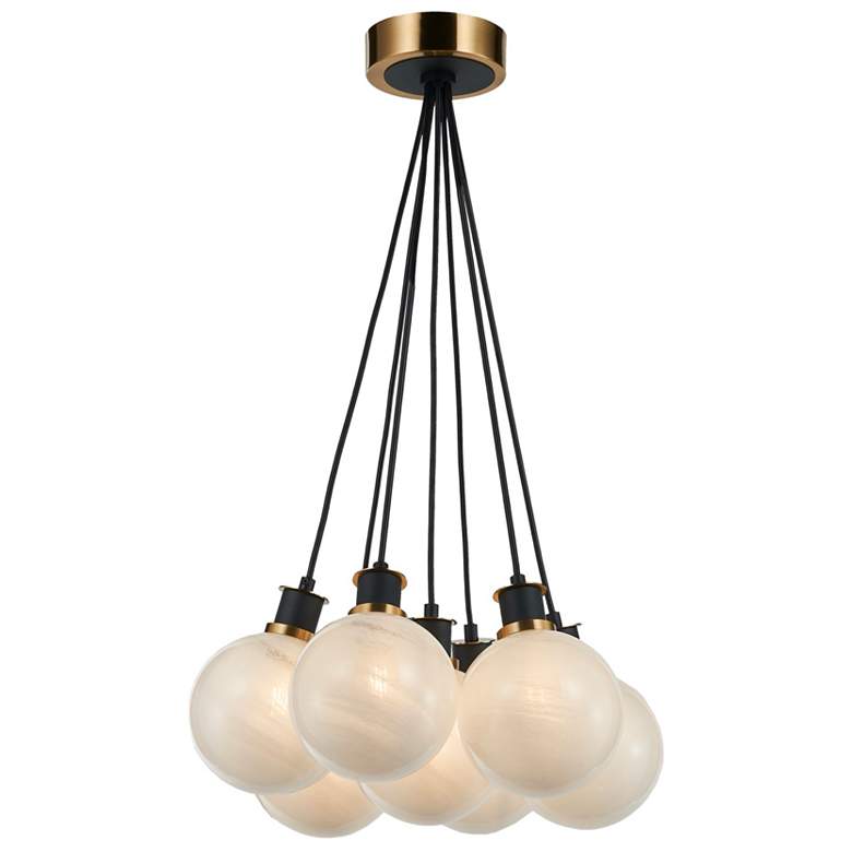 Image 1 Gem 18" Wide 7-Light Black Chandelier With Clear Glass Shade
