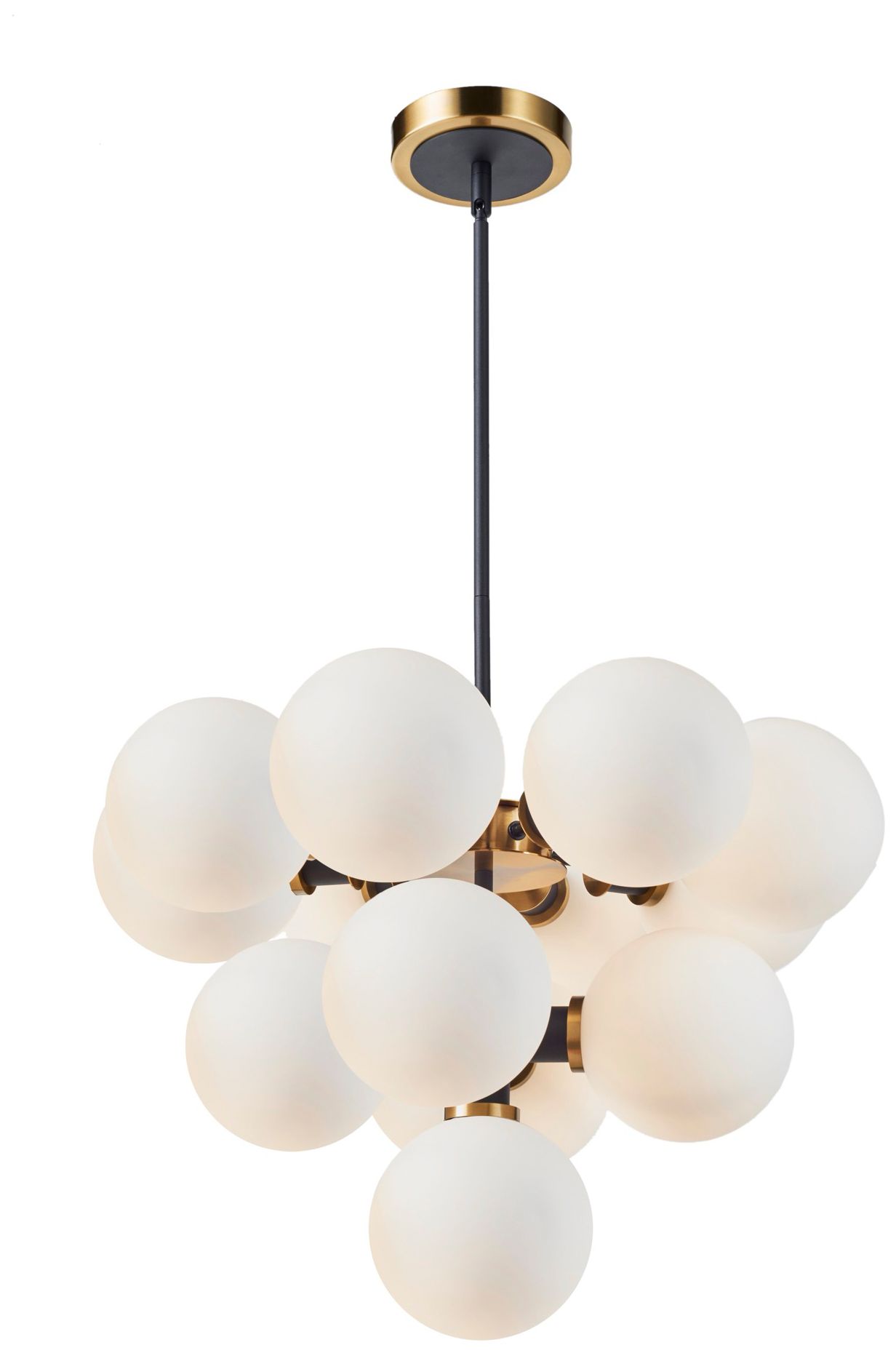 Image 2 Gem 23.22" Wide 13-Light Black Chandelier With White Glass Shade