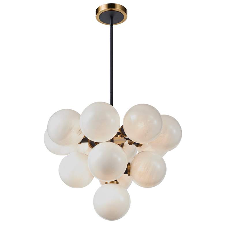 Image 1 Gem 29.5" Wide 13-Light Black Chandelier With Marble Glass Shade
