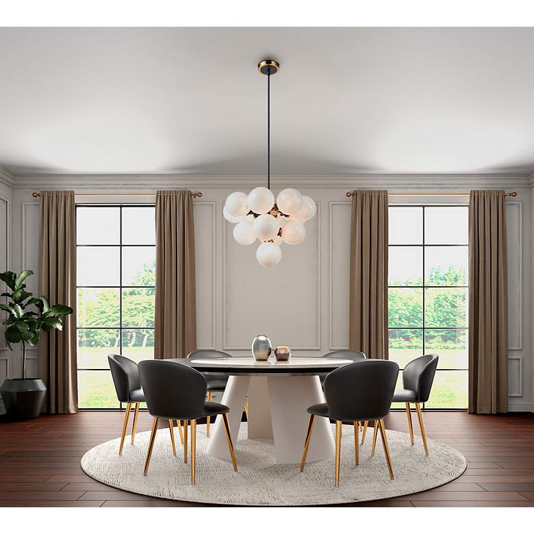 Image 3 Gem 29.5" Wide 13-Light Black Chandelier With Marble Glass Shade more views