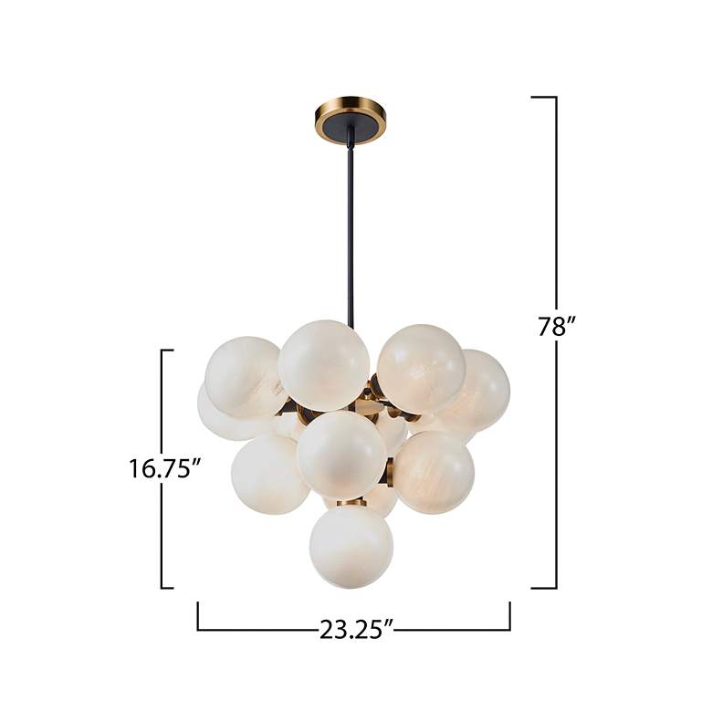 Image 4 Gem 29.5" Wide 13-Light Black Chandelier With Marble Glass Shade more views