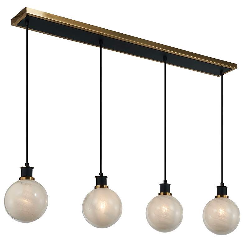 Image 1 Gem 44.4" Wide 4-Light Black Island Light With Clear Glass Shade