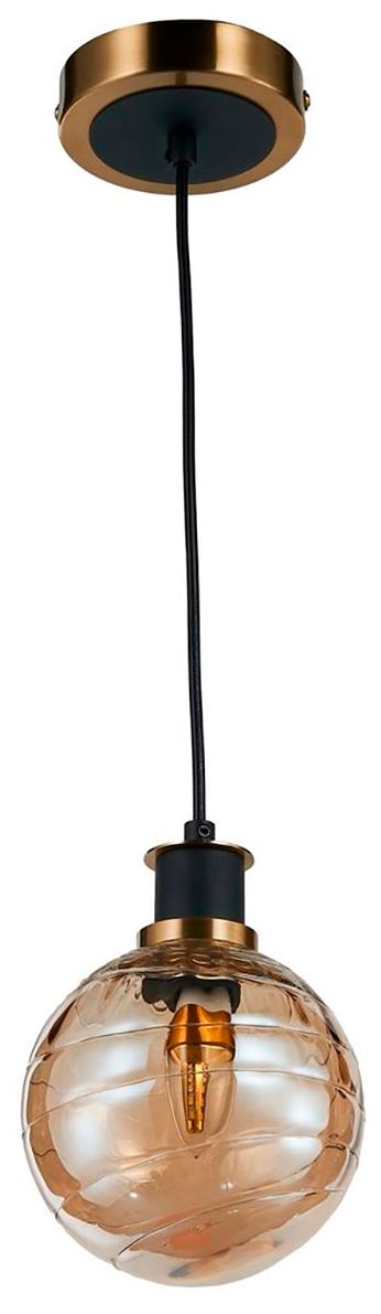 Image 5 Gem 6" Wide Black Pendant With Amber Glass Shade more views