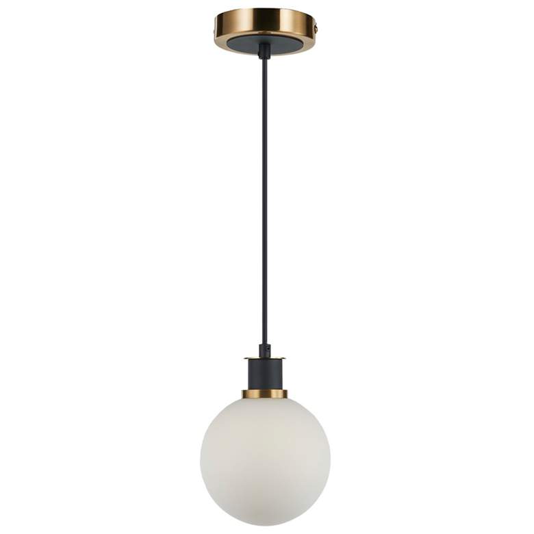 Image 1 Gem 6" Wide Black Pendant With White Glass Shade