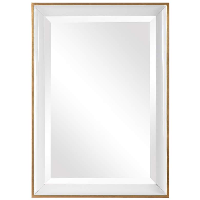 Image 2 Gema Gold Leaf and White 24" x 34" Vanity Wall Mirror