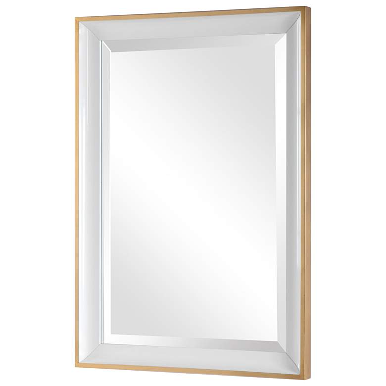 Image 4 Gema Gold Leaf and White 24 inch x 34 inch Vanity Wall Mirror more views