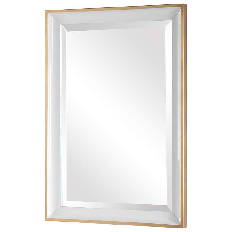 Image 4 Gema Gold Leaf and White 24" x 34" Vanity Wall Mirror more views