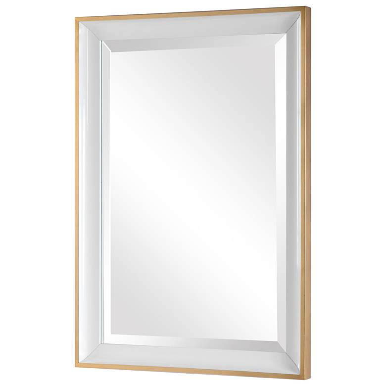 Image 4 Gema Gold Leaf and White 24 inch x 34 inch Vanity Wall Mirror more views