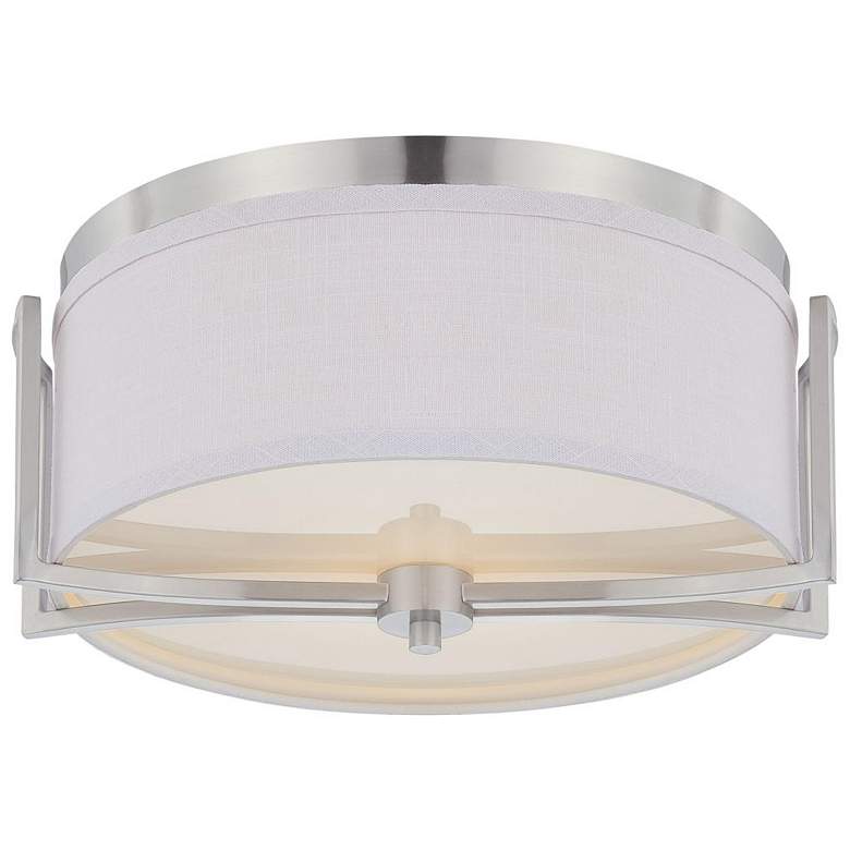 Image 1 Gemini; 2 Light; Flush Dome Fixture with Slate Gray Fabric Shade