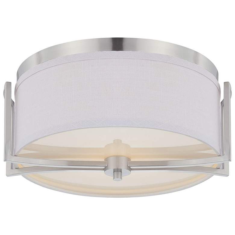 Image 1 Gemini; 2 Light; Flush Dome Fixture with Slate Gray Fabric Shade