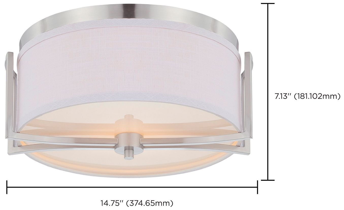 Image 2 Gemini; 2 Light; Flush Dome Fixture with Slate Gray Fabric Shade more views