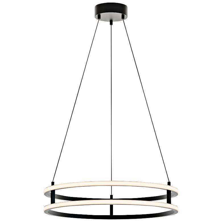 Image 3 Gemini 24" Wide Black Double-Ring LED Pendant Light