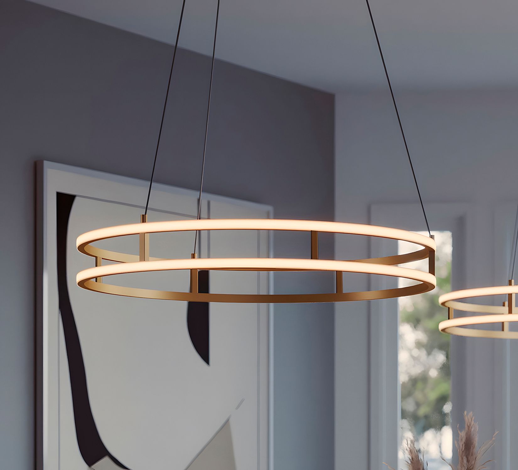 Image 4 Gemini 24" Wide Gold LED Pendant more views