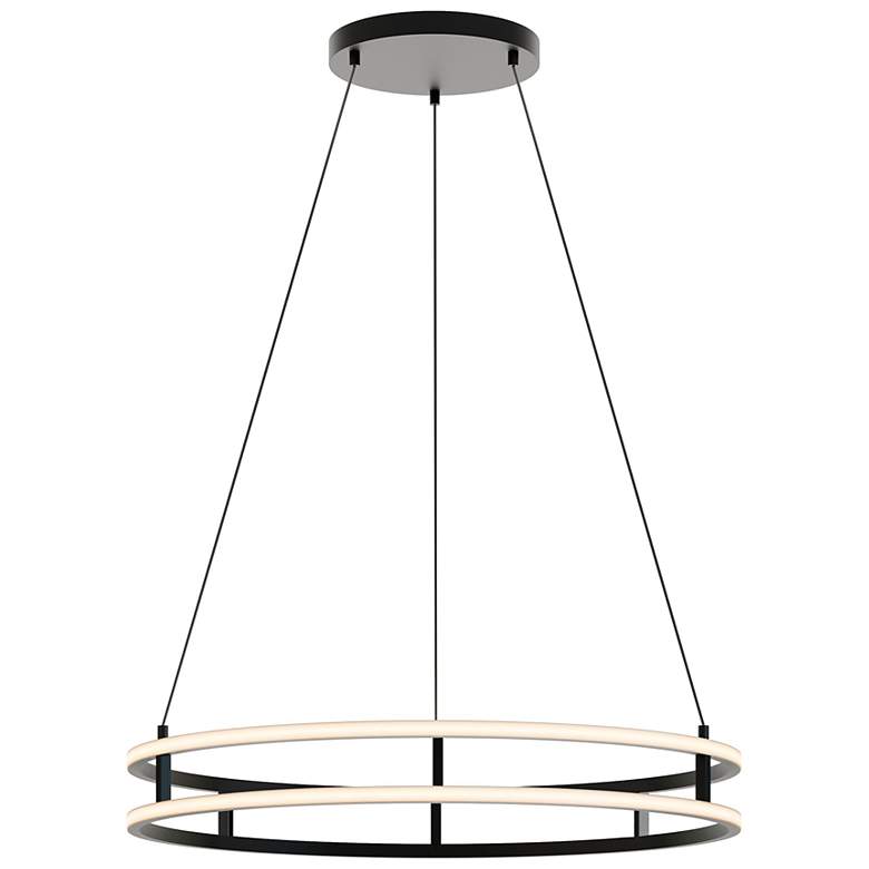 Image 2 Gemini 32" Wide Black Double Rings LED Pendant Light