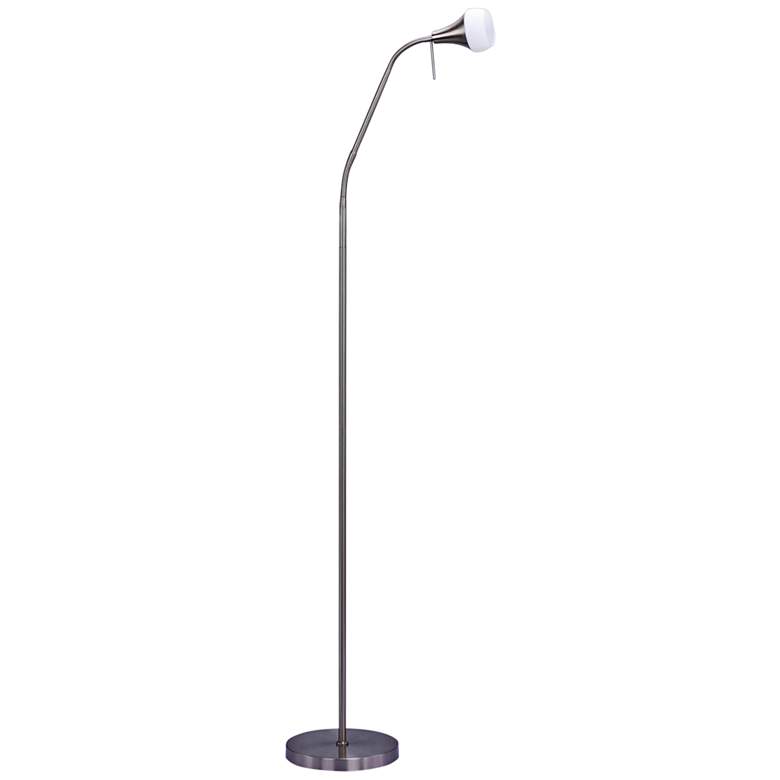 Image 1 Gemini Brushed Steel Adjustable Metal Floor Lamp