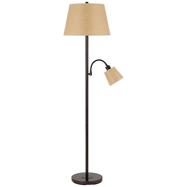 Image 1 Gemini Collection Rust and Fabric Shade Floor Lamp