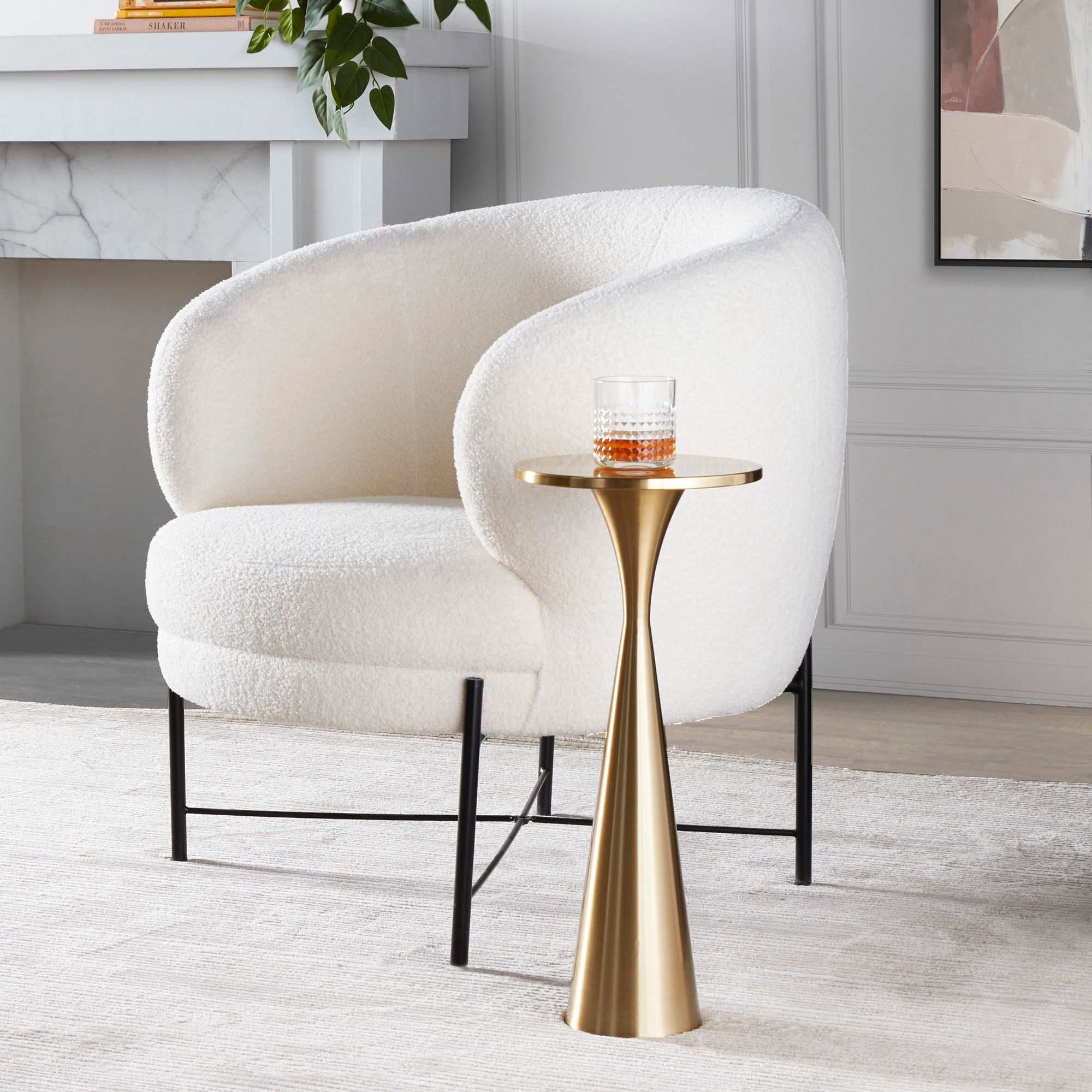 Image 7 Gemma 9 1/2" Wide Modern Brass Round Metal Side Table more views