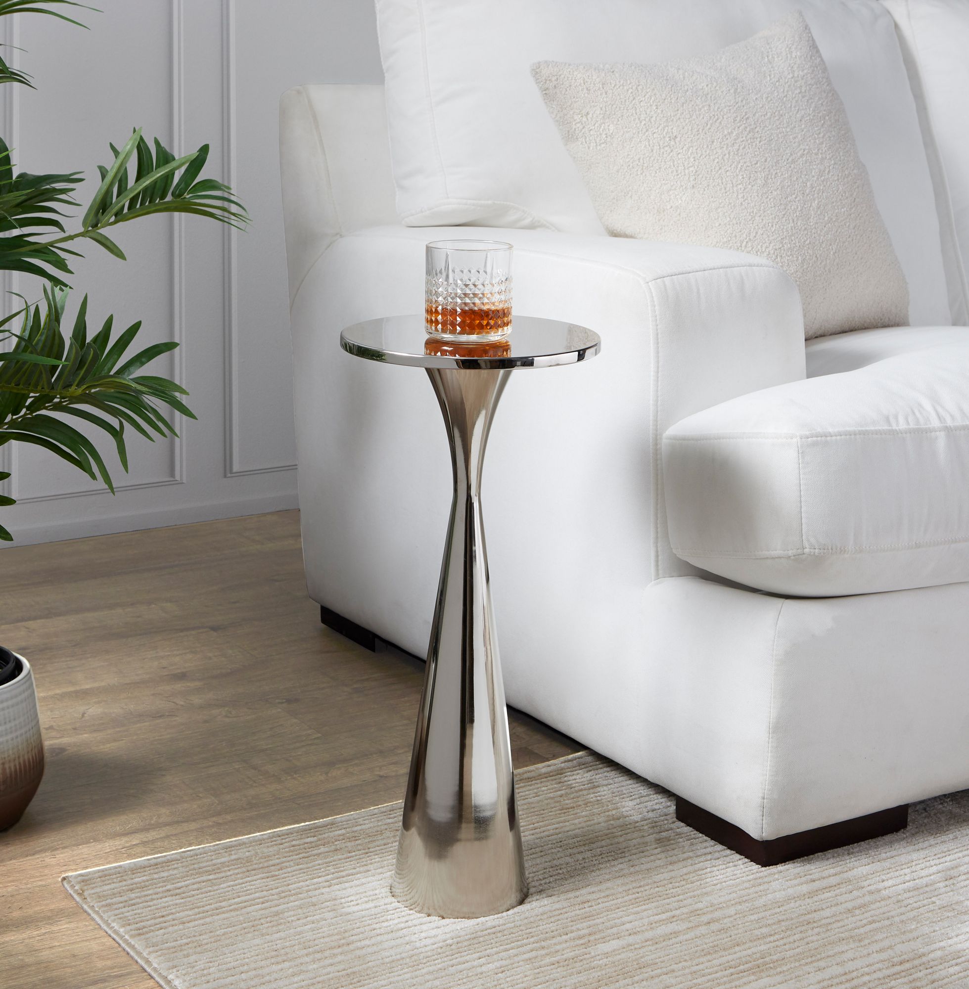 Gemma 9 1/2" Wide Polished Nickel Side Table