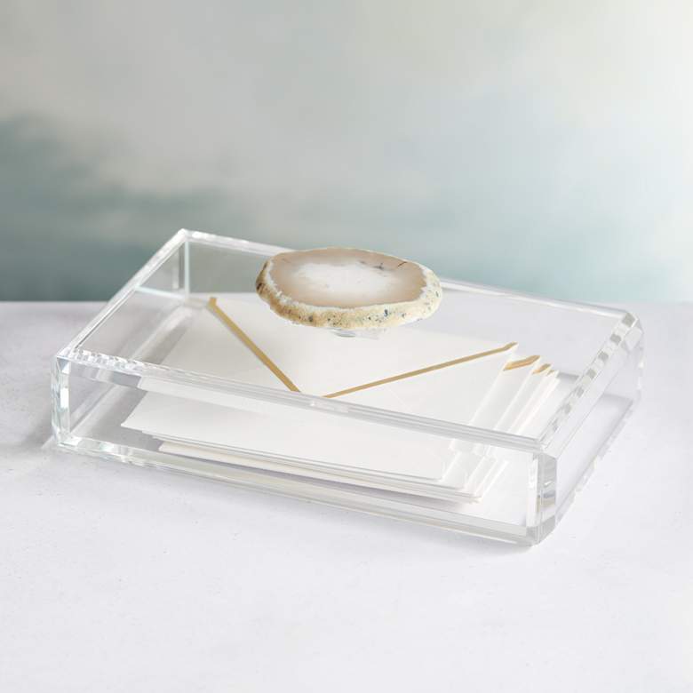 Image 1 Gemma Agate and Acrylic 8 1/2 inch Wide Small Decorative Box