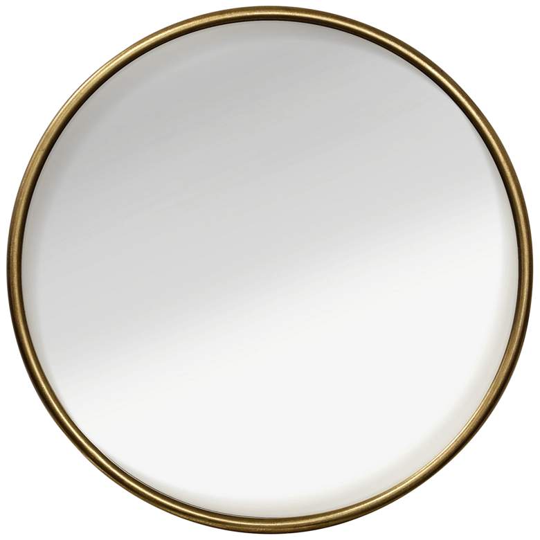 Image 1 Gemma Glossy Gold 24" Round Wall Mirror