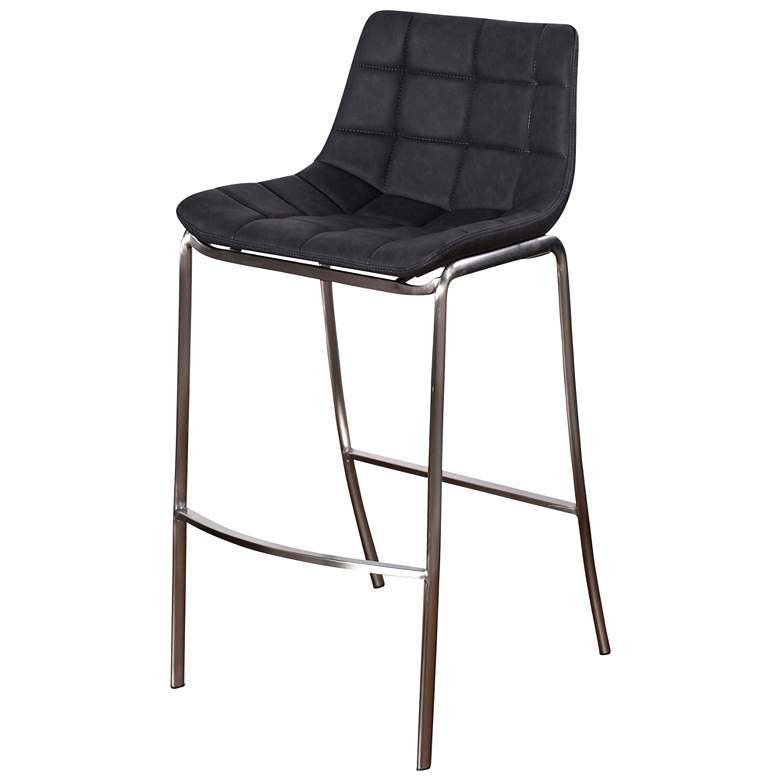 Image 1 Gemma - Low Back Bar Stool with Stainless Steel Legs - Black Finish