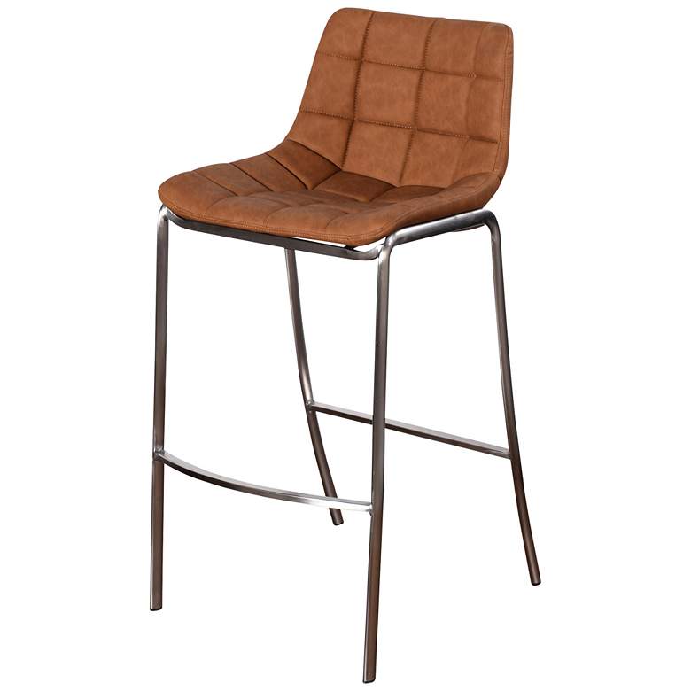Image 1 Gemma - Low Back Bar Stool with Stainless Steel Legs - Chocolate Finish