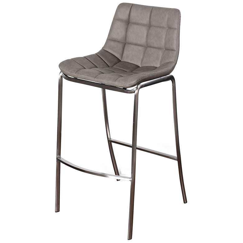 Image 1 Gemma - Low Back Bar Stool with Stainless Steel Legs - Gray Finish