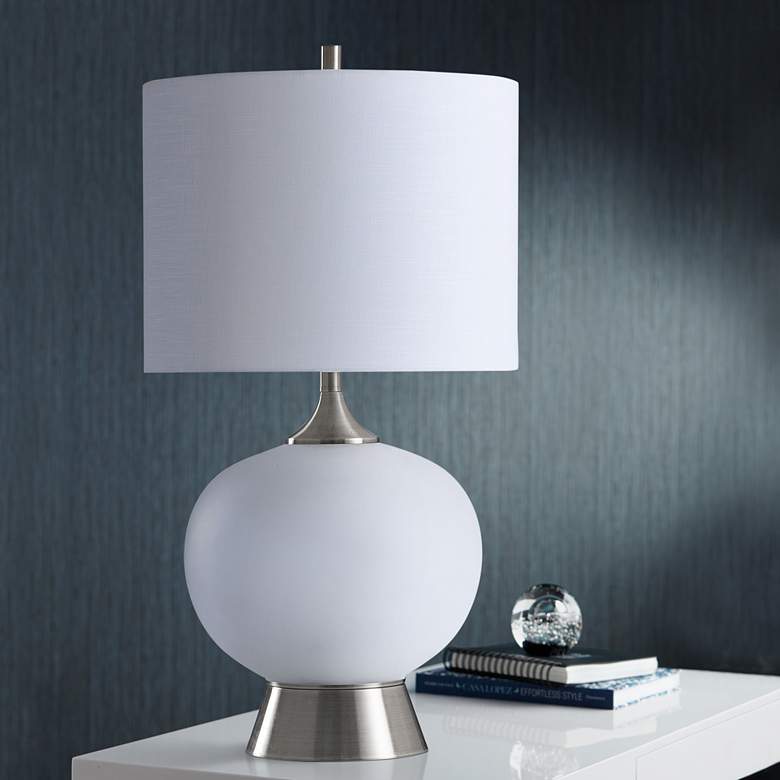 Image 1 Gemma Moon Glow White Opaque Glass Table Lamp