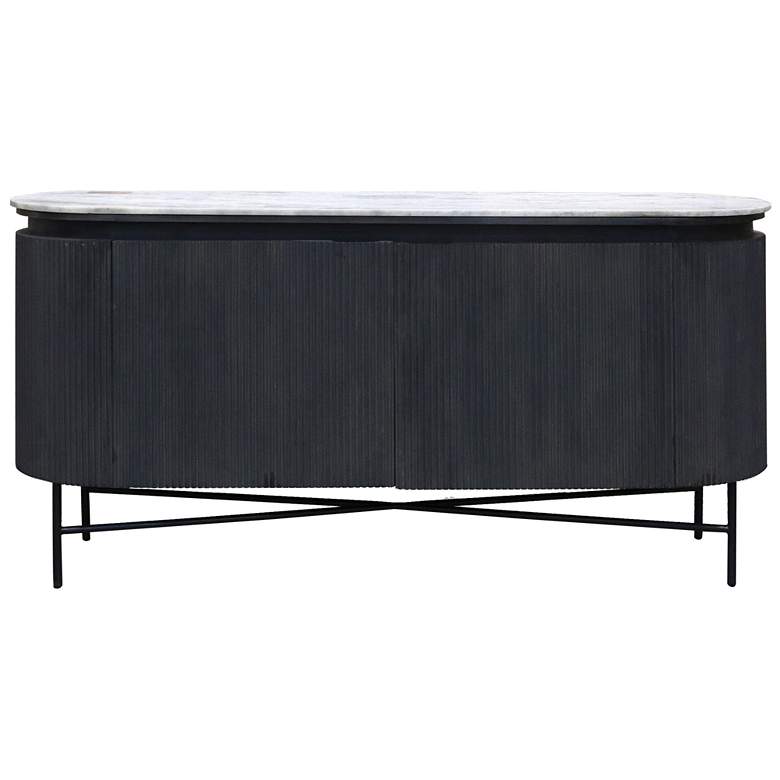 Image 1 Gemma - Racetrack White and Charcoal Sideboard Cabinet with Granite Top